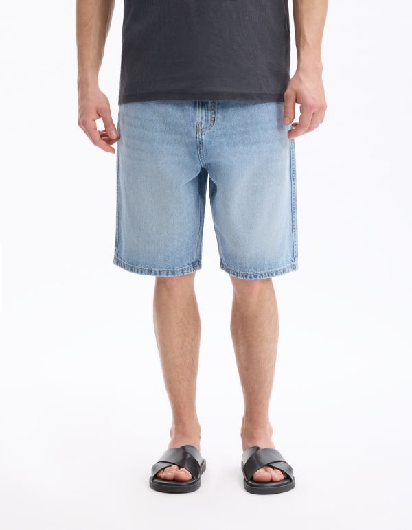 Bermuda baggy en jean - bleu clair