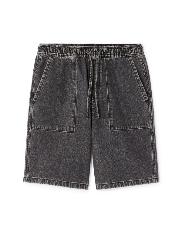 Bermuda straight en jean - noir