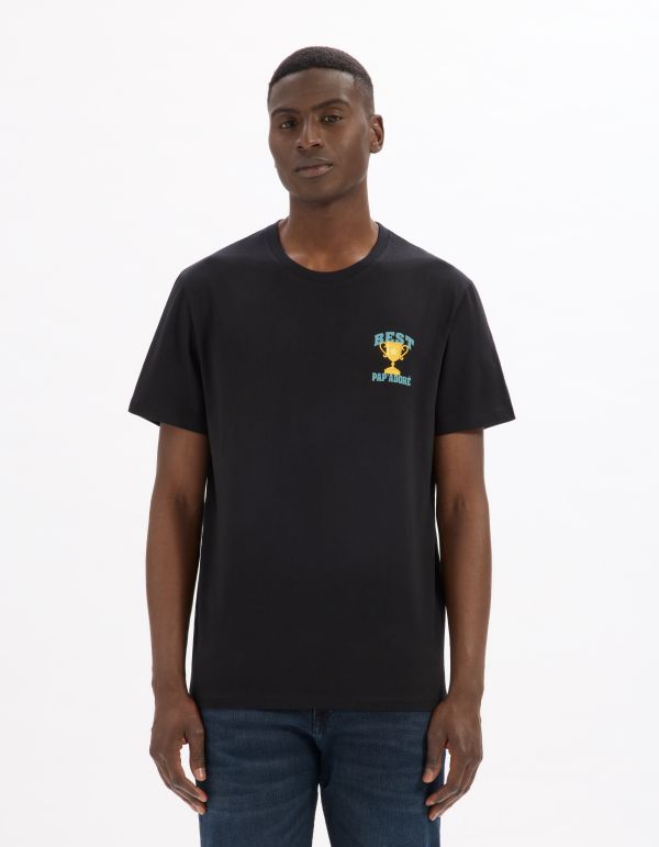 T-shirt regular col rond 100% coton - noir