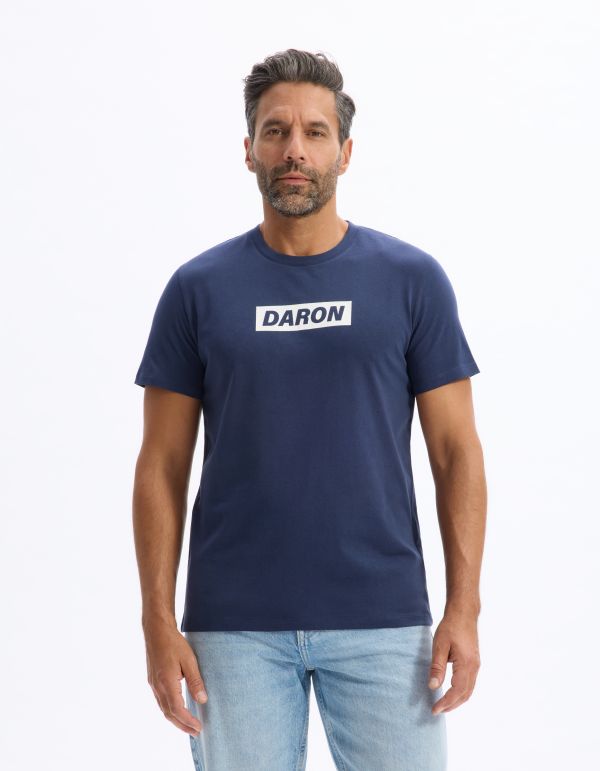 T-shirt straight col rond 100% coton - marine