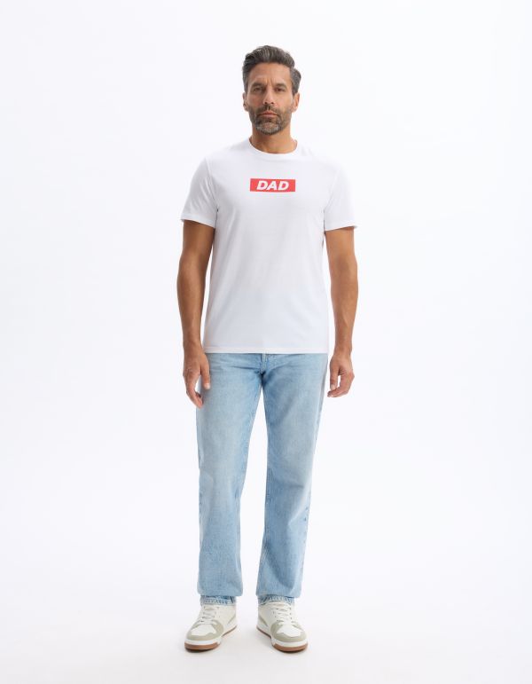 T-shirt straight col rond 100% coton - blanc