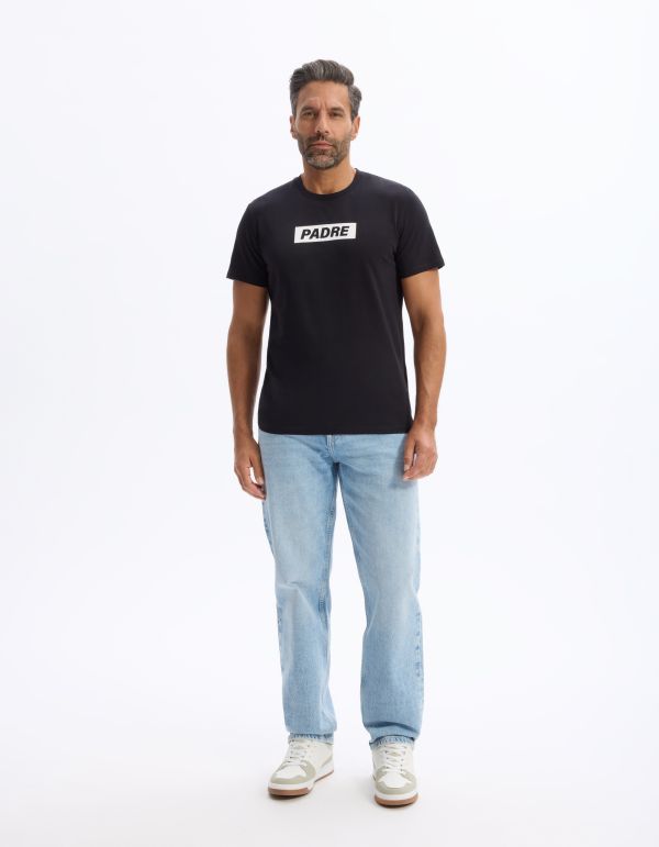 T-shirt straight col rond 100% coton - noir