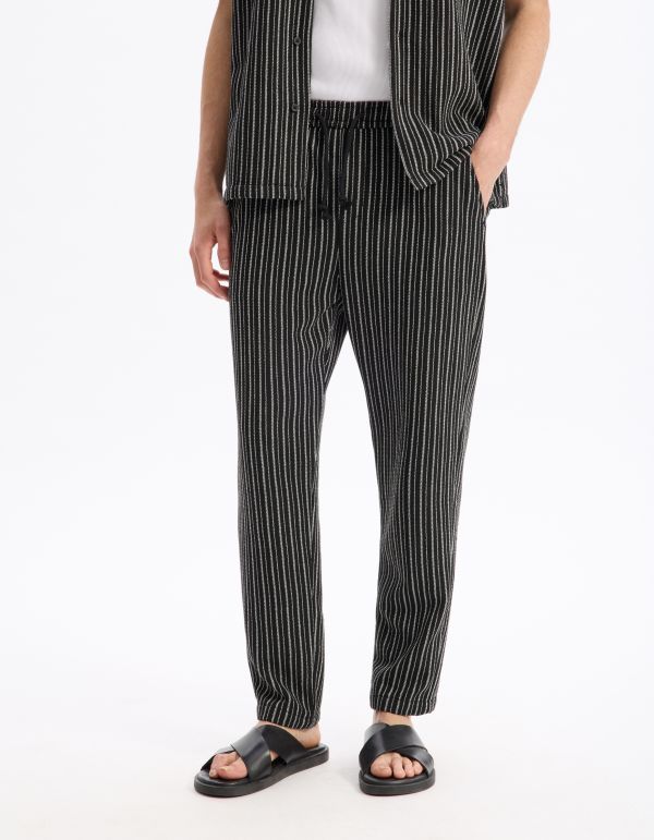 Pantalon relaxed coton mélangé - noir