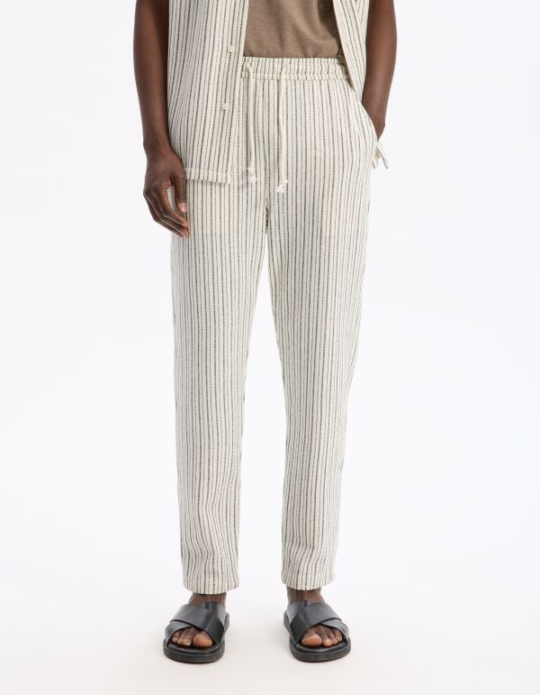 Pantalon relaxed coton mélangé - ecru