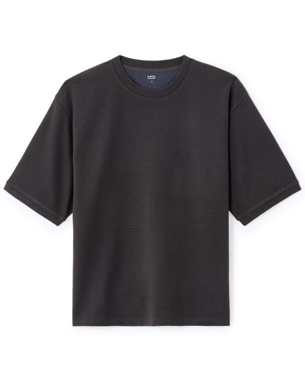 T-shirt oversize col rond coton mélangé - anthracite