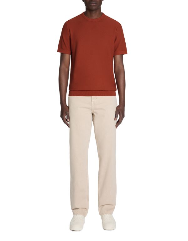 T-shirt straight col rond 100% coton - marron