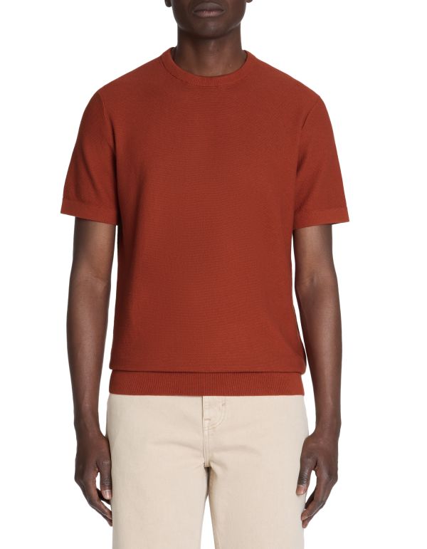 T-shirt straight col rond 100% coton - marron