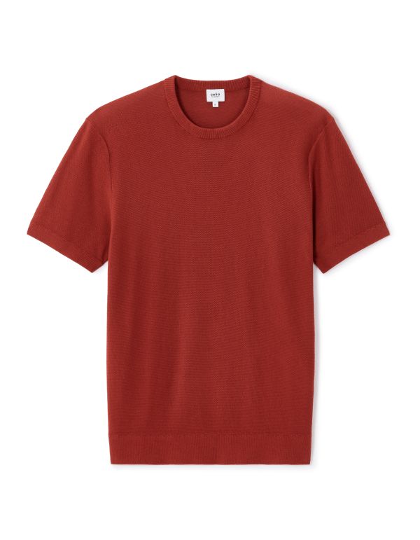 T-shirt straight col rond 100% coton - marron