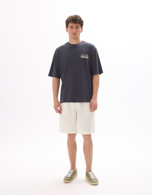 T-shirt oversize col rond 100% coton imprimé astro - bleu nuit