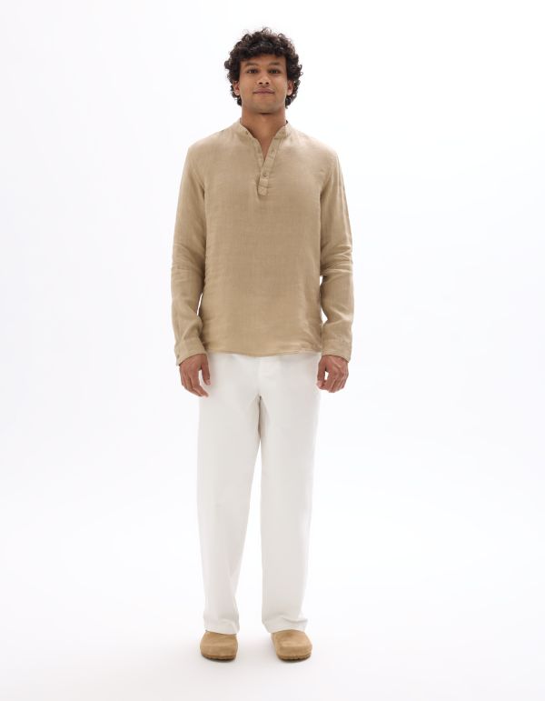 Vareuse col mao 100% lin - beige