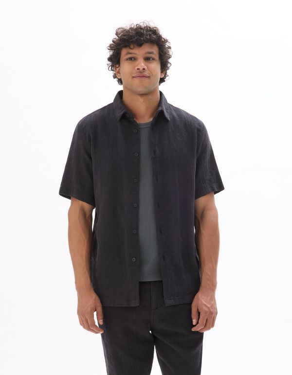 Chemisette regular 100% coton jacquard - noir