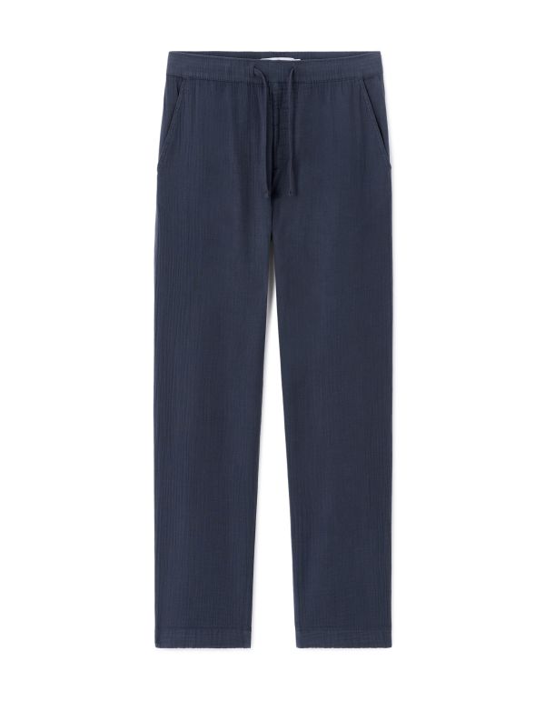 Pantalon relaxed 100% gaze de coton - marine