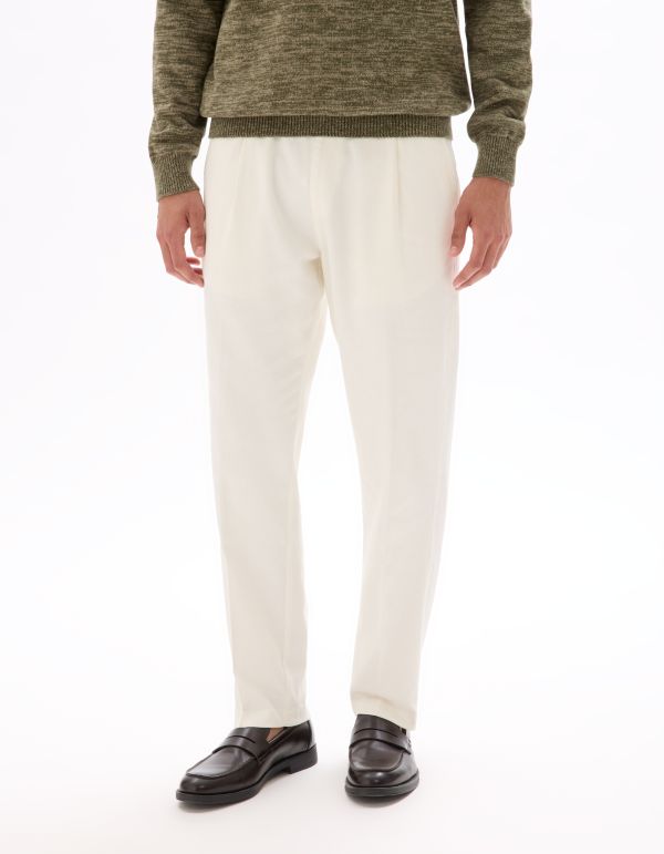 Pantalon slim coton lin stretch - écru