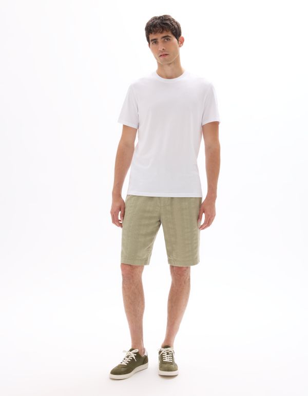 Bermuda jacquard rayé 100% coton - kaki