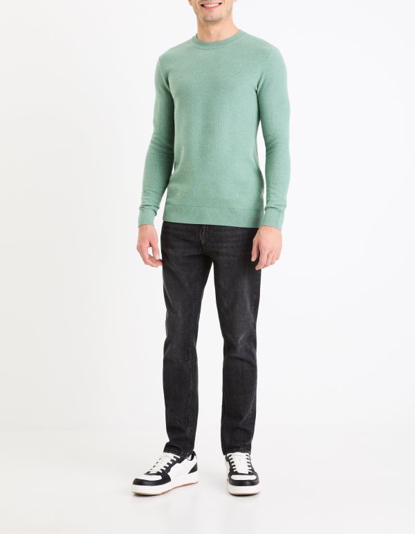 Pull à col rond en coton - vert