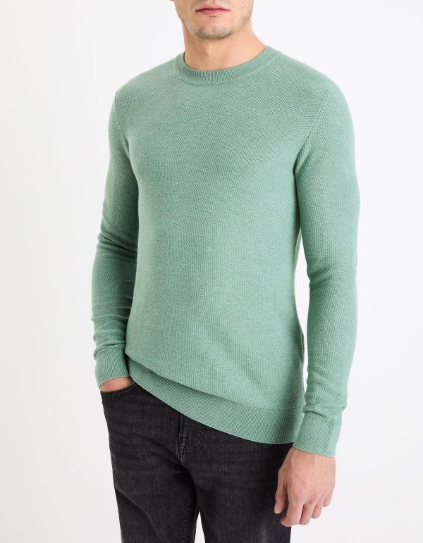 Pull à col rond en coton - vert