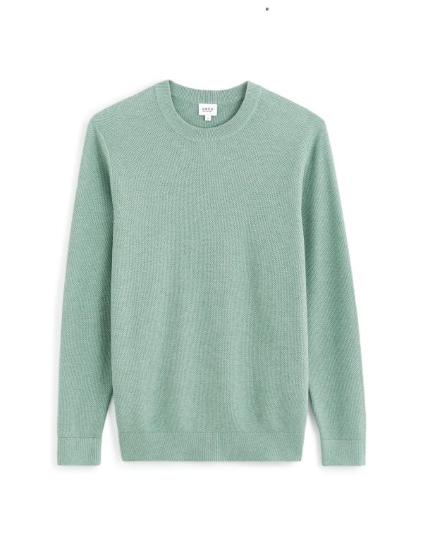 Pull à col rond en coton - vert