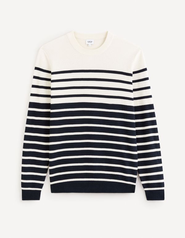 Pull col rond 100% coton - blanc