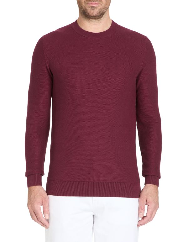 Pull col rond 100% coton - bordeaux