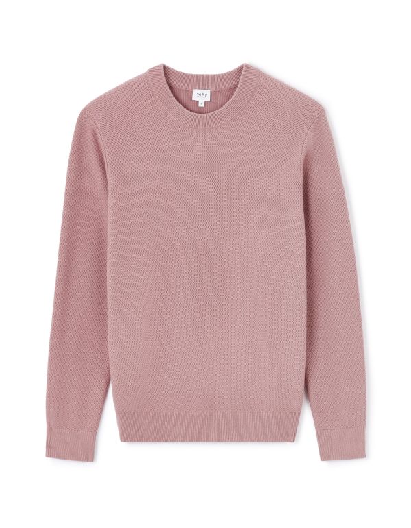 Pull col rond 100% coton - vieux rose