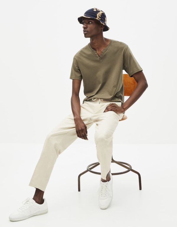 T-shirt col tunisien 100% coton