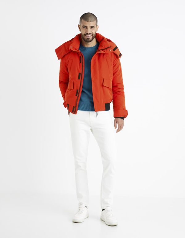 Blouson grand froid à capuche - orange