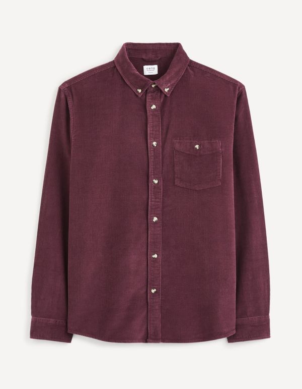Chemise regular 100% velours de coton - burgundy