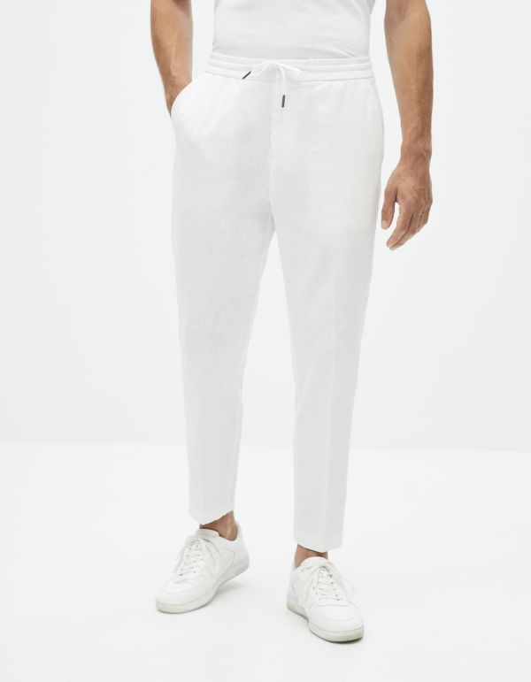 Pantalon taille élastiquée lin/coton