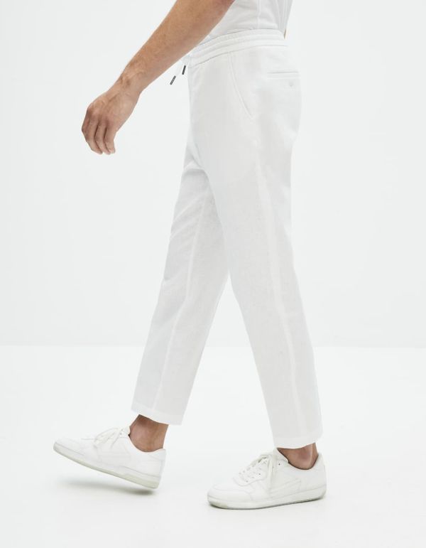 Pantalon taille élastiquée lin/coton