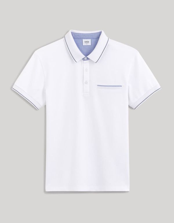 Polo piqué col chemise coton mélangé