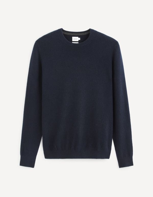 Pull col rond 100% cachemire - encre fonce