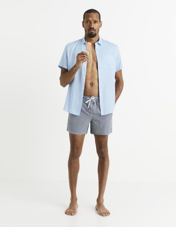 Maillot de bain court à rayures verticales