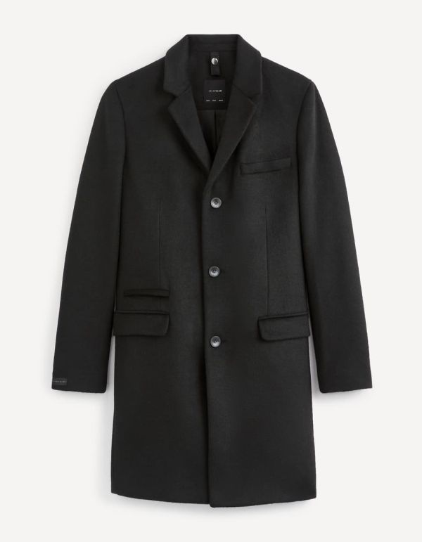 Manteau droit en laine mélangée