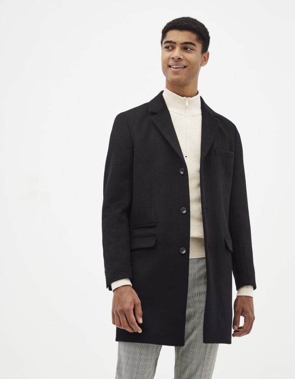 Manteau droit en laine mélangée