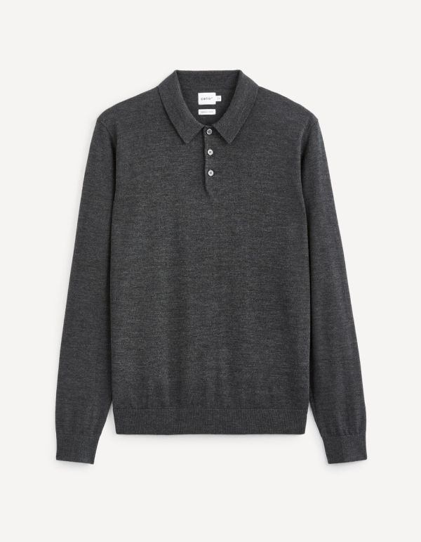 Pull col polo 100% laine mérinos extra fin