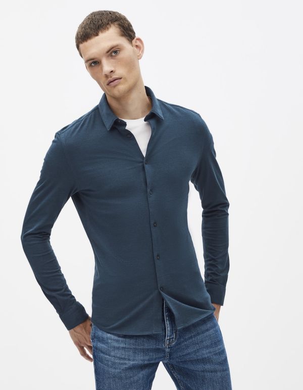 Chemise slim 100% coton maille piquée