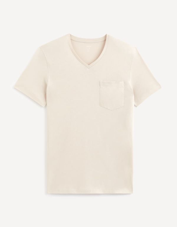 T-shirt col V coton mélangé