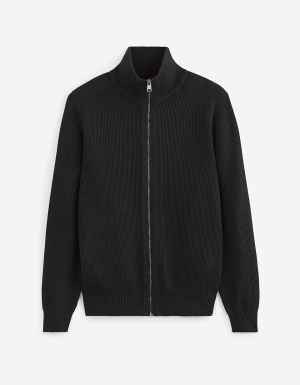 Cardigan col montant zippé 100% coton