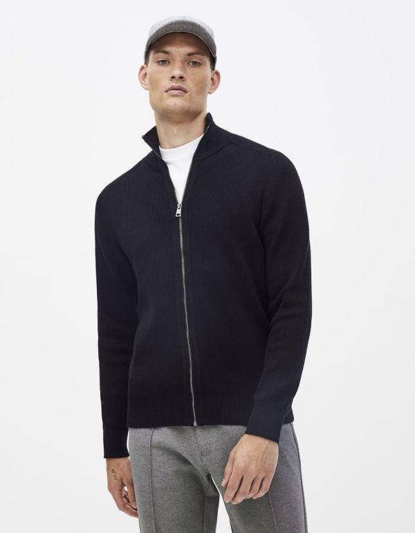 Cardigan col montant zippé 100% coton