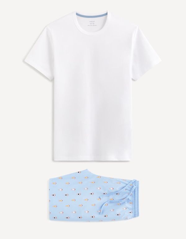 Pyjama manches courtes et bermuda 100% coton