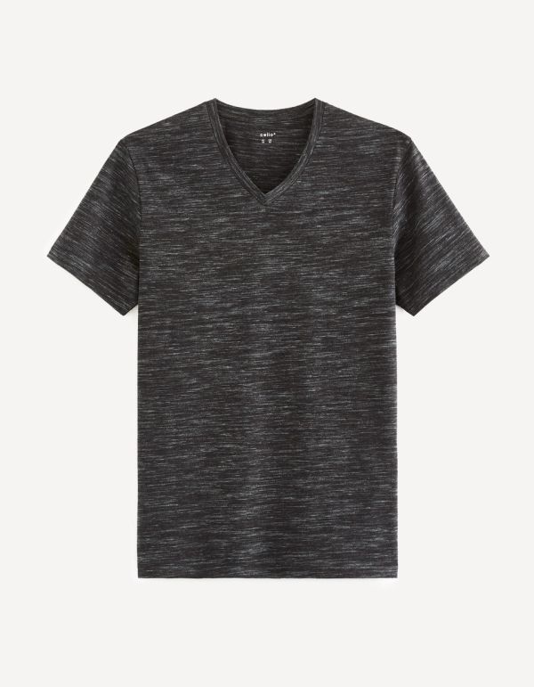 T-shirt col V coton mélangé