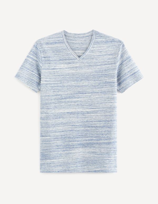 T-shirt col V coton mélangé