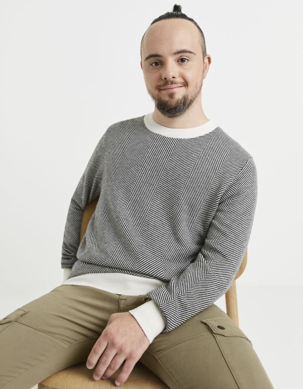 Pull col rond coton mélangé