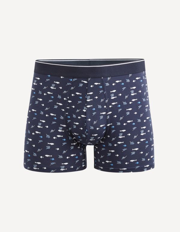 Boxer en coton stretch imprimé poissions