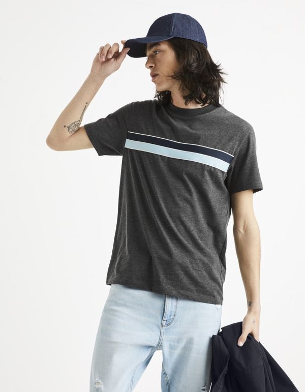 T-shirt col rond en coton mélangé