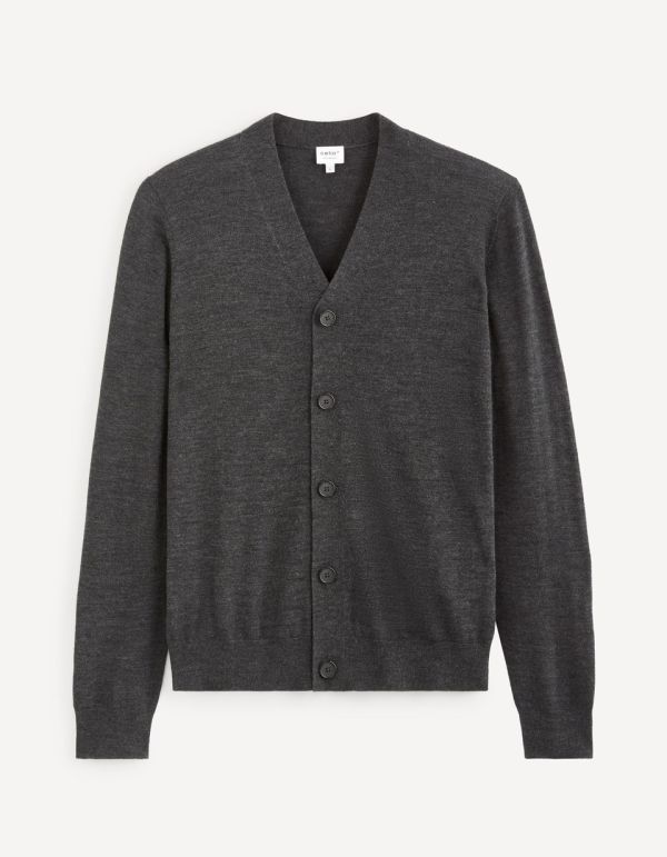 Cardigan boutonné laine mérinos