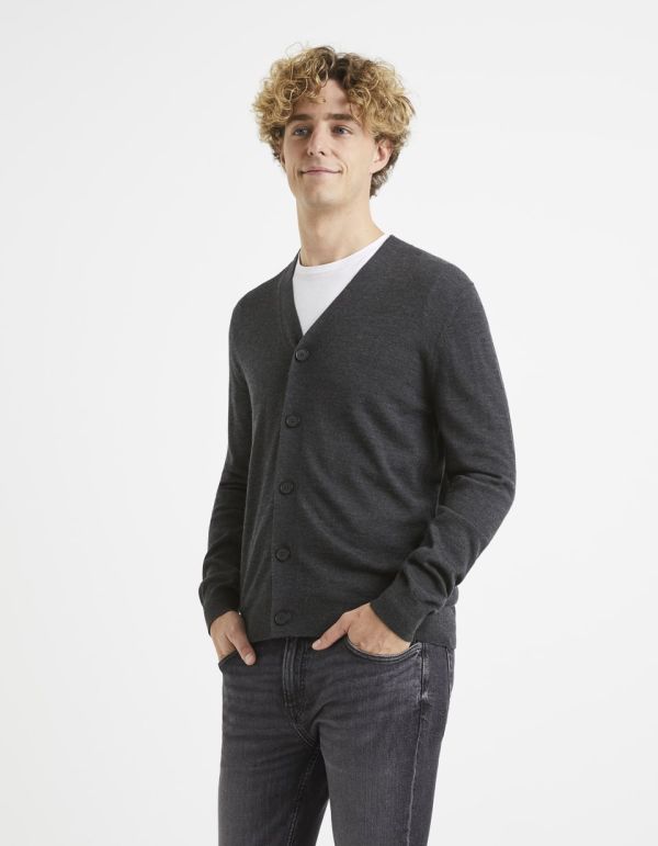 Cardigan boutonné laine mérinos