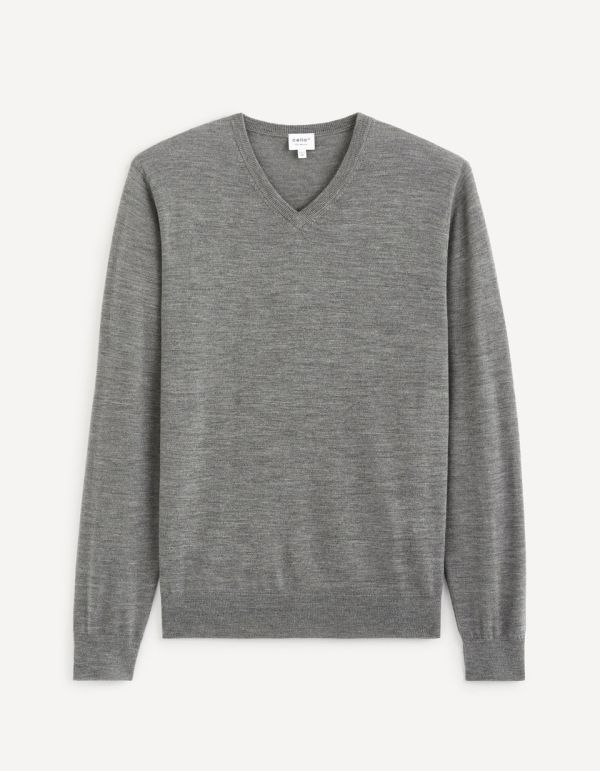 Pull col V 100% laine mérinos extra fin