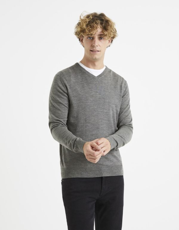 Pull col V 100% laine mérinos extra fin