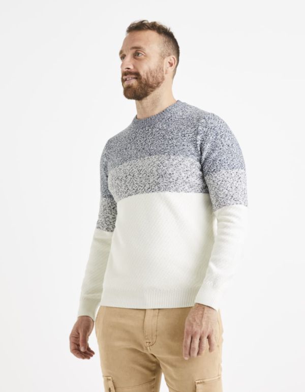 Pull col rond dégradé de couleurs